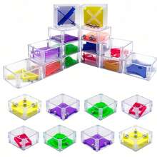 1/3/5/10/15件平衡智商迷宫游戏玩具套装 - 迷你3D脑力激荡魔方益智游戏迷宫拼图，盒装。趣味派对游戏，理想奖品 - 礼品袋填充物、生日派对玩具、礼物 - 彩色 - 查看 10