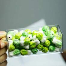 5pcs Cabbage-Shaped Cute Fruit And Vegetable Ceramic Beads, Fun Loose Beads For Necklace Earrings Bracelet Keychain DIY, Cartoon Charms Spacer Accessories, 20mm