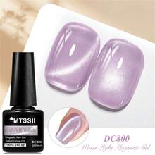 Mtssii 7毫升水光猫咪磁性凝胶指甲油闪亮果冻半透明半永久可卸UV LED水晶磁性凝胶指甲油水晶甲油夏季美甲 - 紫丁香色 - 查看 4