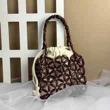 Summer Retro New Woven Beaded Bag Fashionable Hollow High-End Women's Bag Niche Design Simple Versatile Bag - White - View 2