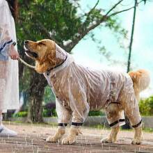 Puppy Dog Raincoat Four-Legged Waterproof All-Inclusive Large Dog Raincoat Pet Medium And Large Dog Small Dog Rainy Day Clothes Poncho - 透明的 - 查看 3