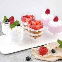 36/20/10 Pcs Transparent Dessert Cups (With Spoons), 5oz Pudding Cups, Appetizer, Mousse, Tiramisu, Ice Cream, Yogurt, Snow Cone Cups - Great For Birthday Party, Wedding, Baby Shower, Catering, Cocktail, Buffet, Graduation, Holiday Event