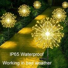FACHOI Solar Firework Garden Lights – 420 LED, Solar-Powered, 8 Lighting Modes, Waterproof Landscape Decoration, Festive Ground Stake Light For Patio, Walkway, Party, Wedding