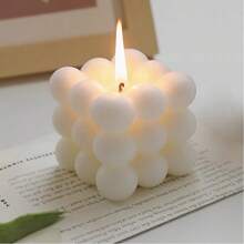 1pc Bubble Cube Shaped Decorative Smokeless Scented Candle, Household Bedroom Decoration,Gifts Birthday Graduation,Gifts