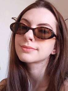 2 件女士时尚眼镜个性化女士海滩度假派对时尚眼镜街头摄影优雅服装配饰眼镜适合夏季海滩度假、户外、旅行 - 黑灰 豆花茶片 - 查看 4