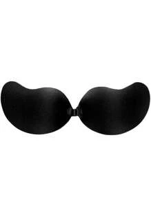 Sujetador negro con tono de piel para mujeres, sujetador reutilizable push-up, sujetador invisible sin espalda para todas las estaciones