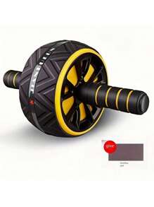 1PC Portable Abdominal Workout Wheel With Red/Black Ergonomic Grips - Durable PP Core Strengthener For Home Gym, Chest & Upper Body Training | Non-Slip Textured Roller Surface | Fitness Accessories | Home Exercise Equipment |Gym Sets