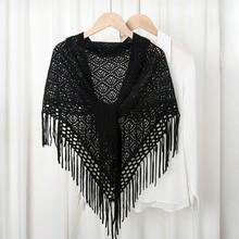 1 pieza Bufanda de punto con borla triangular de color liso para mujer, chal envolvente apto para todas las estaciones, regalo para mujer - Camel - Ver 10