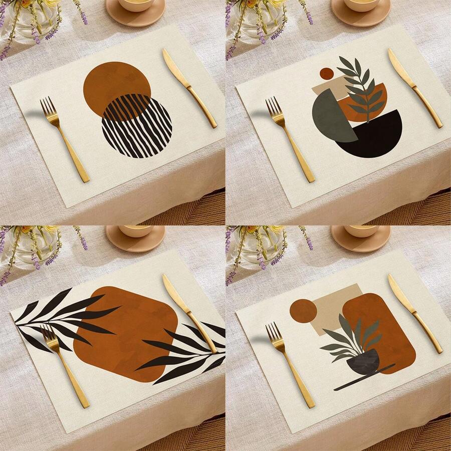 1 Stück/4 Stücke/6 Stücke Tischset für die tägliche Dekoration, Tischsets aus Leinen in gedeckten Farben, schmutzabweisende Tischsets, geeignet für Zuhause, Esszimmer und Restaurant, Tischdekoration, Heimtextilien