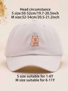 1pc Unstructured Unisex Capybara Bubble Tea Cute Animal Print Baseball Cap, High Quality, Breathable, Sun Protection, Adjustable For Children, Teens, Adults, Outdoor, Daily Wear, Gift For All Seasons