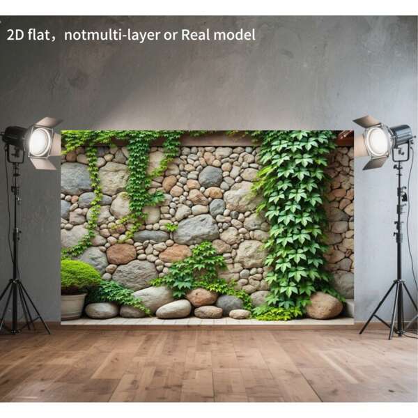 1 peça de faixa de fundo de parede com pedra de escalada de hera, revestimento de parede de tecido para sala de estar, quarto, escritório e decoração externa, ajuste geral, sem necessidade de eletricidade, ideal para festas e presentes de feriado, revestimento de parede para presente | Melhoria estética do ambiente | Revestimento de parede texturizado, plano 2D, não multicamadas ou modelo real