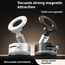 Adjustable & Foldable Magnetic Phone Holder, Strong Magnet, Vacuum Suction Cup Mount For Dashboard, Bathroom Tiles, Glass Surfaces - ABS Material, Round Shape, Dashboard Mounting | Sleek Design | Holder, - Multicolor - View 8