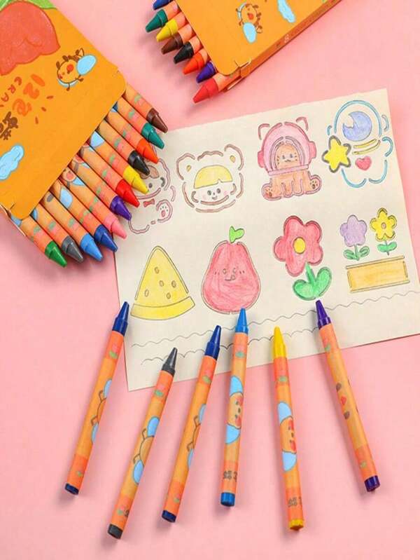 12pcs Cute Tulip Wax Crayons, Children's Non-Staining Art Supplies, 8/12 Color Wax Pastels For Preschool Painting,Back To School