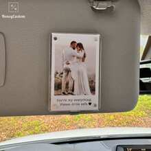 1pc Custom Acrylic Magnetic Personalized Photo Holder Car Picture Frame, Personalized Acrylic Vertical Car Sun Visor Photo Frame Clip, Custom Digital Photo Frame, Custom Visor Photo 2.36x3.54 Inch Car Photo,Car Picture Holder,Customizable Car Decor