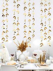 6.56ft/200cmGold Party Decoration Leaf Garland Hanging Paper Gold Leaf Flutter Banner Wedding Engagement Bridal Shower Birthday Shower Spring Summer Christmas Natural Tea Party Decoration Supplies