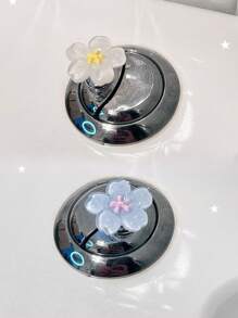 2 Pc Pear Blossom With A Clear Color And A Beautiful, Shiny Flower Shape, An Auxiliary Button For Flushing The Toilet Tank, A Standing Decoration For Nail Art Enthusiasts To Protect Their Nails, A Desktop, And A Car Interior
