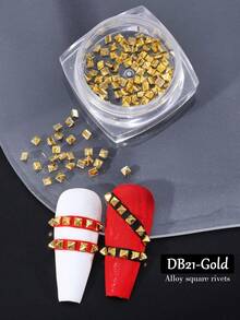 1/2Boxes Alloy Square Pyramid Nail Rivets 3D Metal Spike Nail Studs Gold Silver Punk Gothic Nail Charms Mini Square Cone Metal Nails Decor For Y2K Rock Style DIY Salon Manicure Accessories Tools Nail Art Design Supplies - Multicolor - View 5