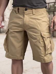Short cargo classique, short cargo ample et décontracté à plusieurs poches pour hommes pour l'extérieur, le travail et l'été. Short cargo ample et décontracté de couleur unie pour homme, short Bermuda