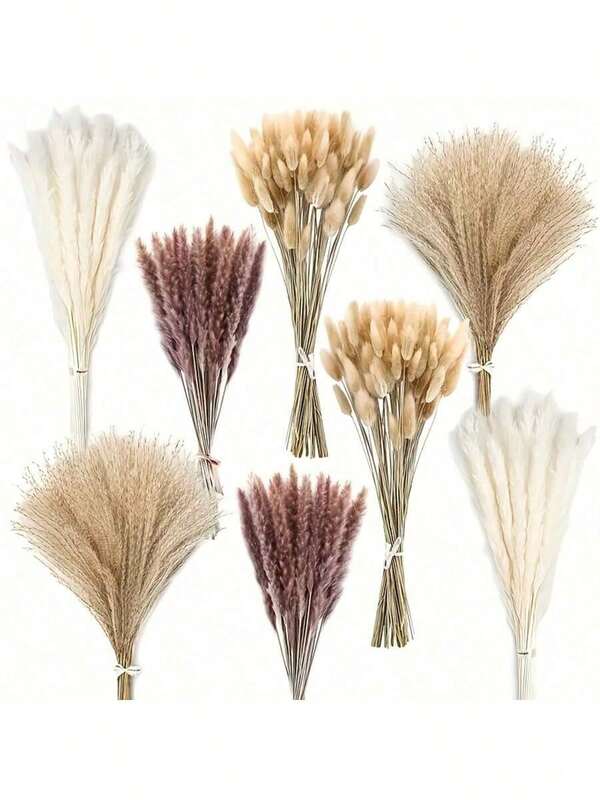 200pcs Pampas Grass, 17-Inch Neutral Dried Pampas Grass Suitable For Boho Home Decor, Modern Western Bedroom, Dining Table, Bathroom, Wedding, Baby Shower Decorations, Elegant Floral Arrangements, Home & Kitchen Items,Fall Decor,Autumn,Fake Plants