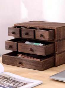 1 Stück Retro Holz Schreibtisch Schublade Aufbewahrungsbox, Vintage Stil Büroorganizer mit Schublade, rustikaler Schreibtisch Aufbewahrungsschrank