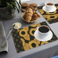 1/4/6/8/12 Piezas Manteles de mesa impresos de lino lavables, almohadillas protectoras de superficie, manteles de mesa de comedor para interiores y exteriores, adecuados para fiestas festivas, decoración de cocina y mesa de comedor