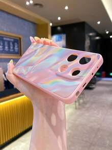 1pc Luxury Gorgeous Colorful Gradient Pattern Frosted Anti-Fall Mobile Phone Case Compatible With Apple/Compatible With Redmi/Compatible With Infinix/Compatible With Vivo Waterproof Shockproof Scratch Resistant,International Version, Not The Domestic Version - Pink - View 9