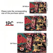 1 pieza Póster de lienzo con ilustración de arte de calavera de dibujos animados con ojos sin marco - Arte moderno retro mural, muy adecuado para decoración de dormitorio, oficina, sala de estar, hogar y dormitorio