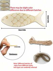 40PCS/20sets DIY Wooden Fish Cutouts Unfinished Wood Ornament Blanks Fish Shaped Wooden Things To Paint, Wood Hanging Ornaments With Hemp Rope Crafting Supplies Home Party Decoration,Open Design, Easy To Hang,Halloween Decorations, Halloween Party Supplies, Christmas Decorations, Christmas Party Supplies