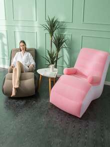 Slouchy Inflatable Sofa Inflatable Deck Chair Flocking Backrest Inflatable Couch Suitable For Indoor And Outdoor Use Home Terrace Garden Swimming Pool Camping(With Air Pump) - Coffee - View 3