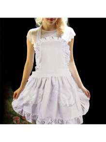 1 Stück Maid reiner weißer Volant Doppeltasche Schürze, Familien Prinzessin Schürze, Maid Mode Schürze, perfekt für Familien Mode Kochen, Hausreinigung, Küche, Bad, Haushaltsbedarf, Schürzen, Grillen, Barbecue, Kochen