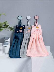 1pc Cute Pink Pig Design Hand Towel, Hanging Absorbent Cloth Rags Home & Bathroom Use Home Bathroom Decor Fall Decor Back To School - Nhiều màu - Xem 7