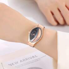 1pc Fashion Half-Lined Crystal Pave Rolling Ball Quartz Watch For Women
