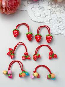 Kids Red Strawberry Design Elastic Hair Ties,Cute Headbands For Girls Baby Princess Hair Accessories
