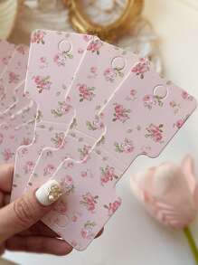 20/50/100pcs Flower Jewelry Display Cards Pink Yellow Floral Necklace Display Card Packaging Bracelet Making Kit Jewelry Organiser Retail Store Labels For Small Business Supplies