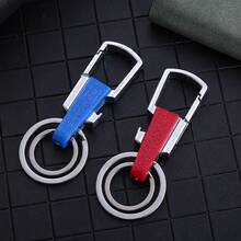 2pcs This Brightly Colored Double Ring Keychain Comes With A Mountain Buckle Clip And Is Available In Both Red And Blue Colors, Making It Fashionable And Eye-Catching. The Metal Material Is Sturdy And Durable, With A Double Ring Design For Easy Classification And Hanging Of Keys. The Mountain Buckle Is Easy To Quickly Connect And Remove, Making It A Practical Small Item For Daily Key Organizatio - Multicolor - View 1