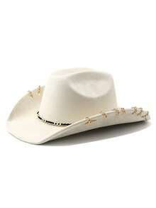 Suede Western Cowboy Hat - Unisex Wide Brim Punk Hip Hop Hat For Men & Women, Vintage Outback Rancher Style Dress Hat - Multicolor - View 12