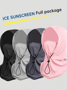 1pc Chapéu de proteção solar unissex, chapéu balaclava respirável com gelo, chapéu esportivo ao ar livre para o verão, máscara facial completa para ciclismo, ajustável e confortável, adequado para ciclismo e motocicleta