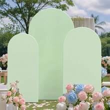 Bogenförmiger Hintergrund, 1,5 m, 1,8 m, 2 m, 2,2 m, Matcha-grüne Hochzeitsbogen-Abdeckung, 2-seitiger Spandex-Strick-Bogen-Hintergrund Kuppelbogen Hintergrund Stoff für Geburtstags-Party Hochzeitsbogen-Ständer Dekoration (Bogen NICHT enthalten, nur Stoffhintergrund) - Matcha-Grün - Übersicht 13