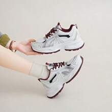 Damen dicksolige erhöhte Lässig Sneaker, Ins Stil, Frühling/Herbst, rutschfest, leicht, atmungsaktives Mesh, geeignet für Laufen & Lässig Tragen