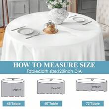 6/12pcs 120 Inch (Approx. 305cm) Round Tablecloth Polyester Tablecloth, Anti Stain And Wrinkle Polyester Dining Table Cover For Kitchen, Dinner Party, Wedding, Rectangular Tabletop, Self Decoration (Black White) - 黑色 - 查看 5