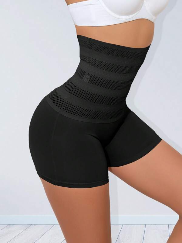 Women's Solid Color Casual Sports Knit Fabric Shorts For Hips, Thighs, Abdomen And Waist Comfortable Shaping Pants