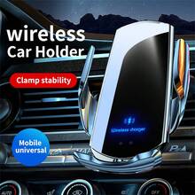 SZYSGSD [15W Fast Wireless Car Charger | Auto-Clamping Car Phone Holder - Black & Silver Car Accessory] - Silver - View 4