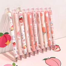 6/10/20支/套随机可爱卡通桃子凝胶笔，可伸缩中性笔适合学生和办公室返校