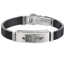 1pc Fashion Stainless Steel 12 Zodiac Signs Leather Bracelet, Suitable For Men'S Daily Wear
