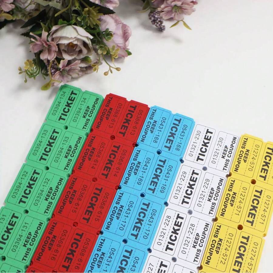 100/200pcsRaffle Tickets, Double Tickets, Event Tickets, Admission Tickets, Class Rewards, Fundraising Activities And Lucky Draws - Multicolor - View 1