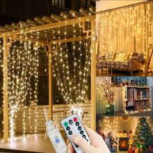 1pc USB Powered Curtain String Lights, 8 Lighting Modes Fairy Lights For Curtains, Christmas Decorations, Suitable For Birthday, Wedding, Holiday Party Decor