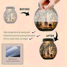 1件梦幻仙境——宛如仙女灯——户外花园装饰梅森罐。采用二维亚克力材质，这款多功能吊坠散发着童话般的魅力。它可用作户外花园、窗户、卧室、客厅和家居装饰的挂饰。 - 彩色 - 查看 5