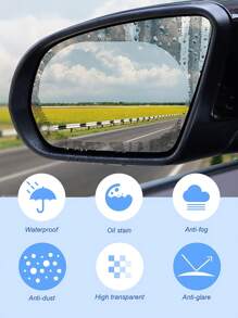 Film transparent haute protection pour rétroviseur de voiture - Film de protection contre la pluie et le brouillard pour les rétroviseurs latéraux et arrière, avec une transparence optique à 99%, un revêtement hydrophobe nano-micronique, une protection contre l'eau, l'huile, la poussière, le brouillard, les rayures et l'éblouissement