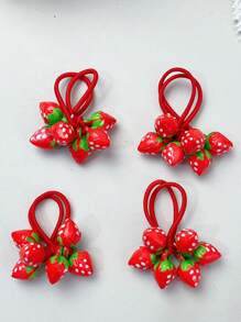 Kids Red Strawberry Design Elastic Hair Ties,Cute Headbands For Girls Baby Princess Hair Accessories