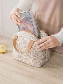 1pc Ink Painting Pattern Insulated Lunch Bag, Large Capacity Reusable Lunch Tote, Waterproof And Portable Design, Ideal For School And Office - Keep Your Food Fresh And Delicious, Bento Box Bag, Carry Bag, Kitchen Picnic